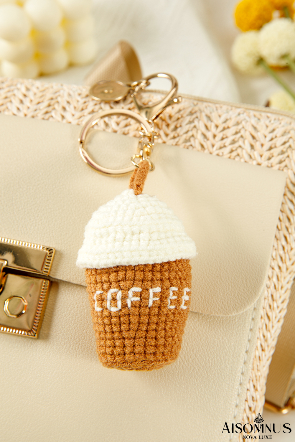 Thai Curry Knit Coffee Pendant Keychain