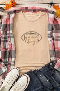 Khaki game day Rugby Embroidered Graphic T Shirt