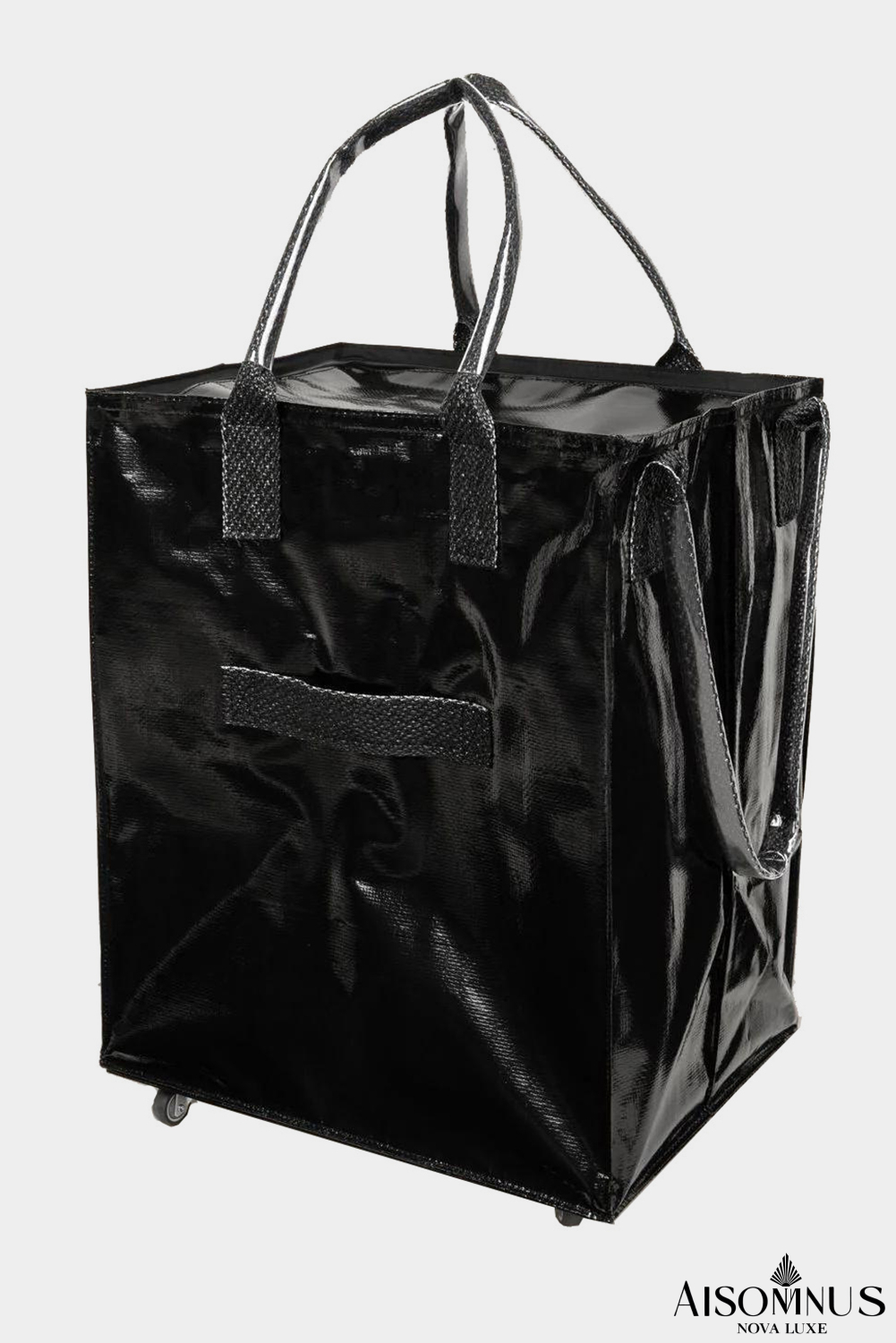 Black Foldable Rolling Large Shopping Tote Bag