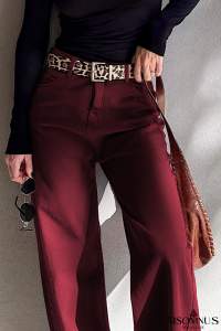 Red Dahlia Solid Color Loose Straight High Waist Jeans