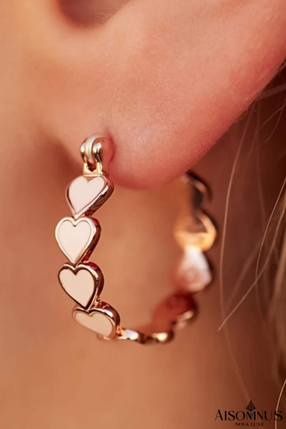 White Valentine Heart Hoop Earrings