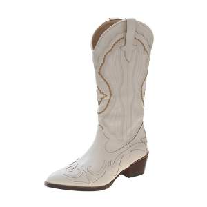 Ivory Ranch Block Sole Ladies Cropped Boots