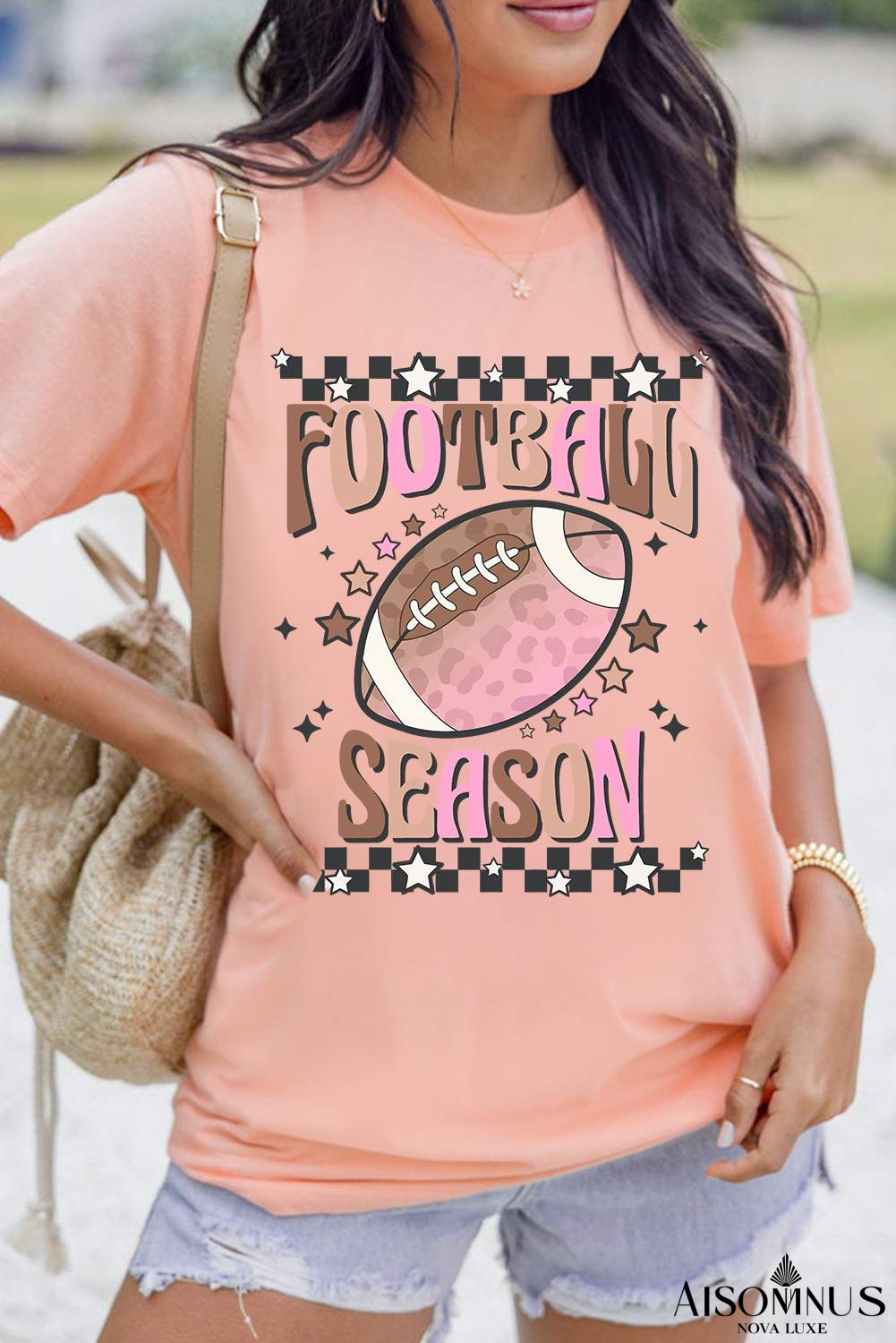 Pink FOOTBALL SEASON Graphic Game Day T Shirt