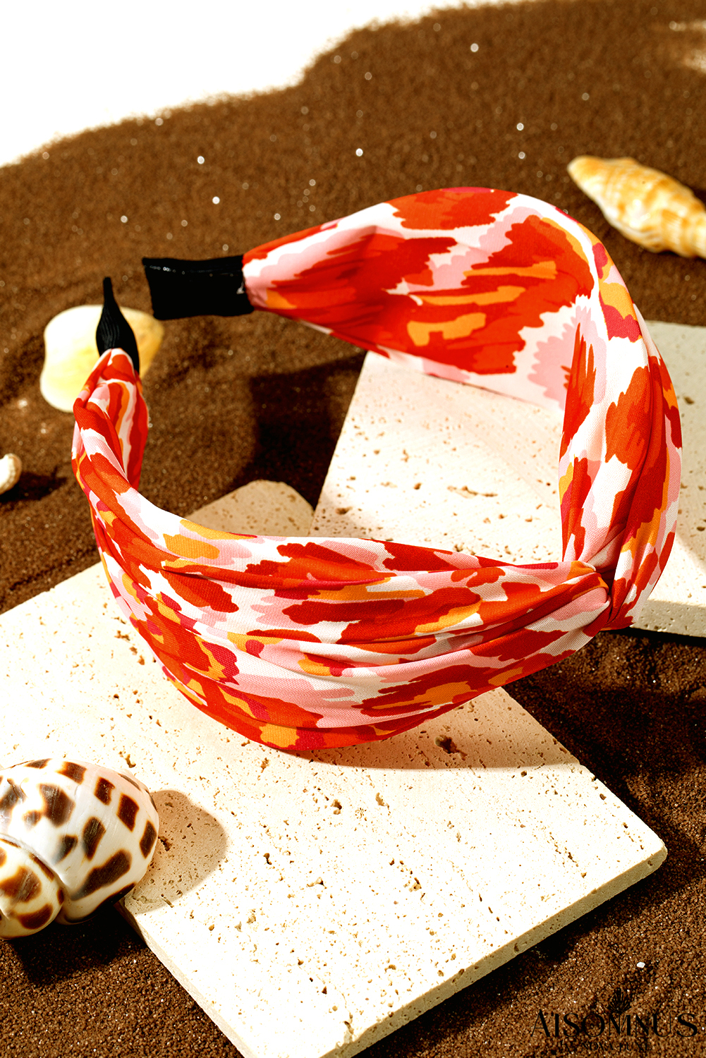 Orange Vacation Abstract Print Twisted Hairband