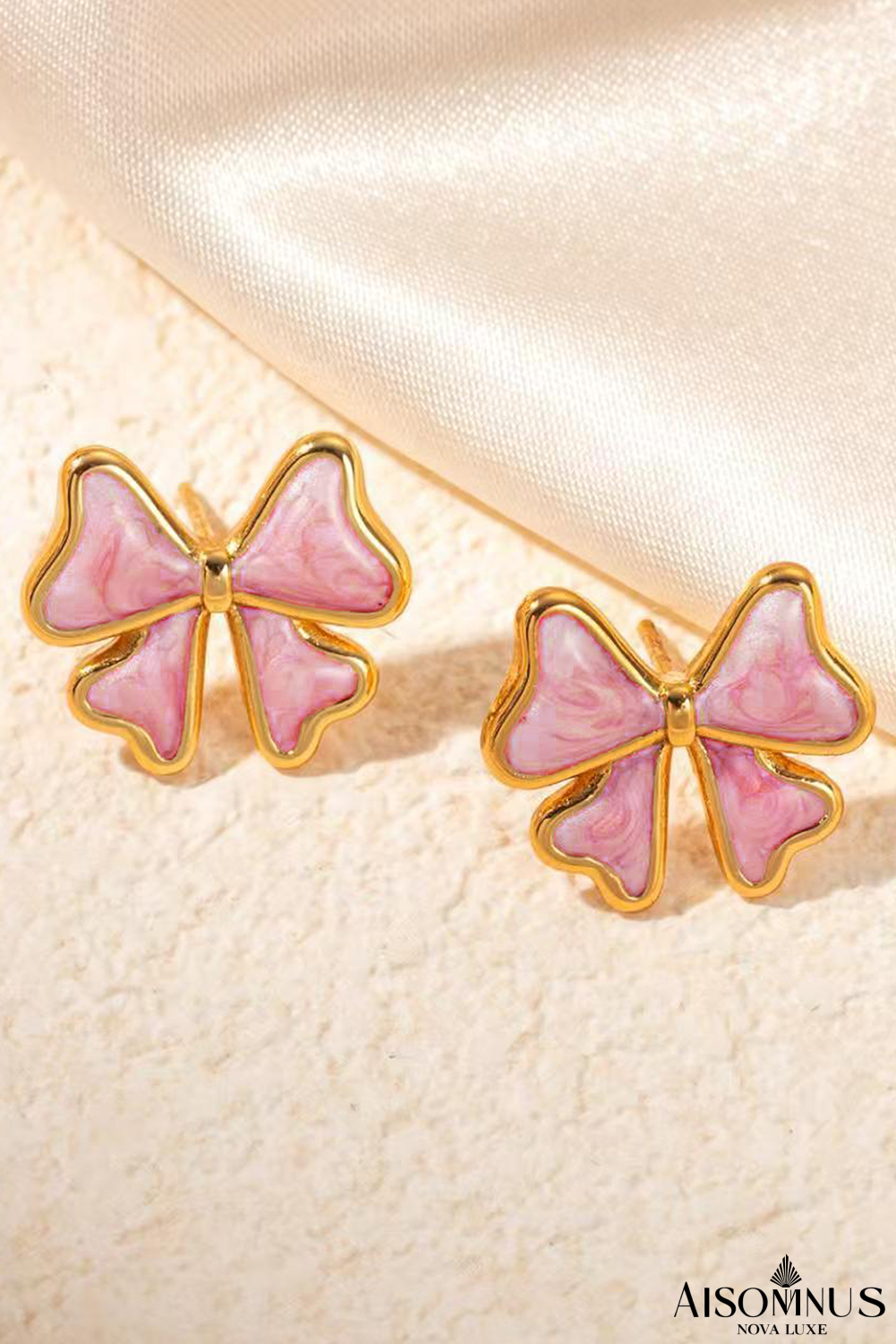 Light Pink Cute Bowknot Stud Earrings