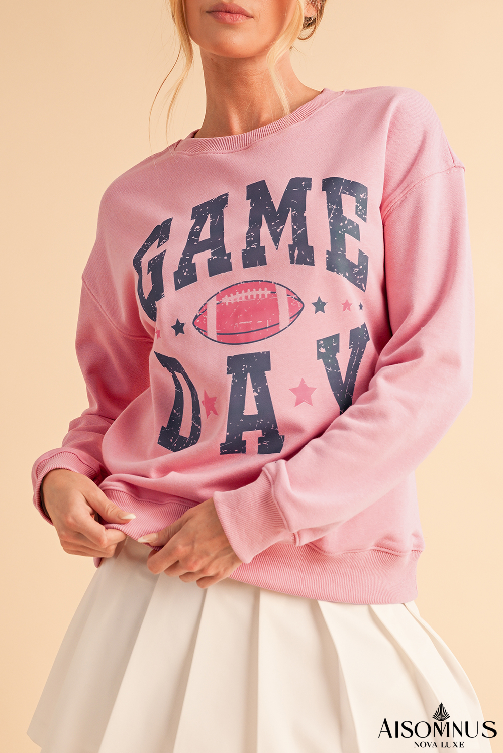 Pink Rugby GAME DAY Graphic Drop Shoulder Sweatshirt