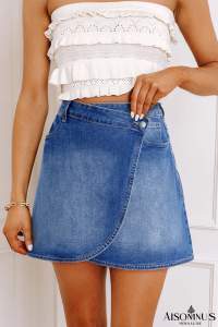 Ashleigh Blue Wrapped Crossed Waist Denim Mini Skirt