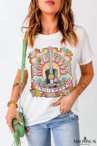 White Music Festival Nashville Letter Print Graphic Tee