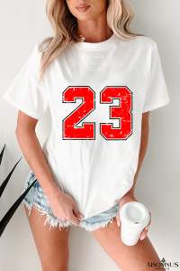 White Number 23 Print Graphic T Shirt