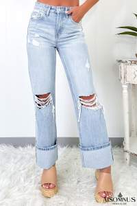 Beau Blue Light Wash Distressed Flare Jeans