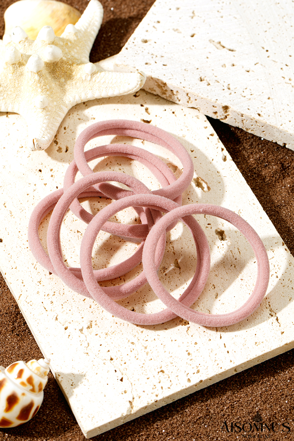 Peach Blossom Minimalist Hair Tie 6pcs/set