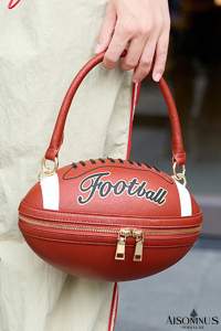 Chestnut PU Leather Football Shape Crossbody Bag