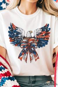 White Independence Day Eagle Graphic Crew Neck Tee