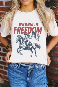 White WRANGLIN FREEDOM Rodeo Graphic Tee