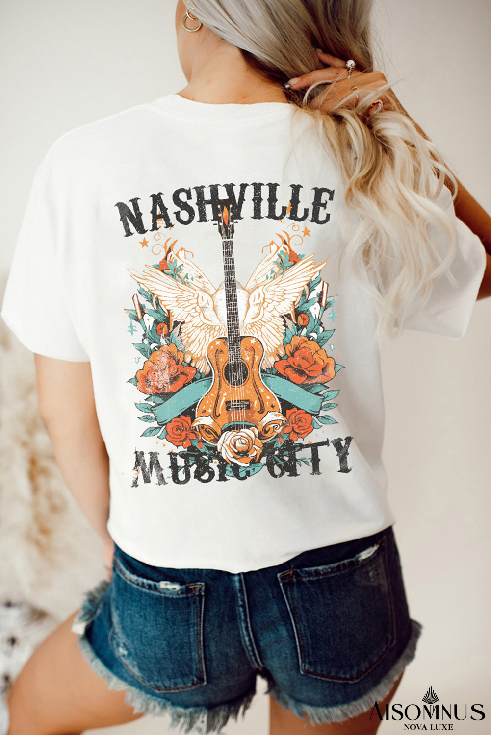 White NASHVILLE MUSIC CITY Graphic Tee