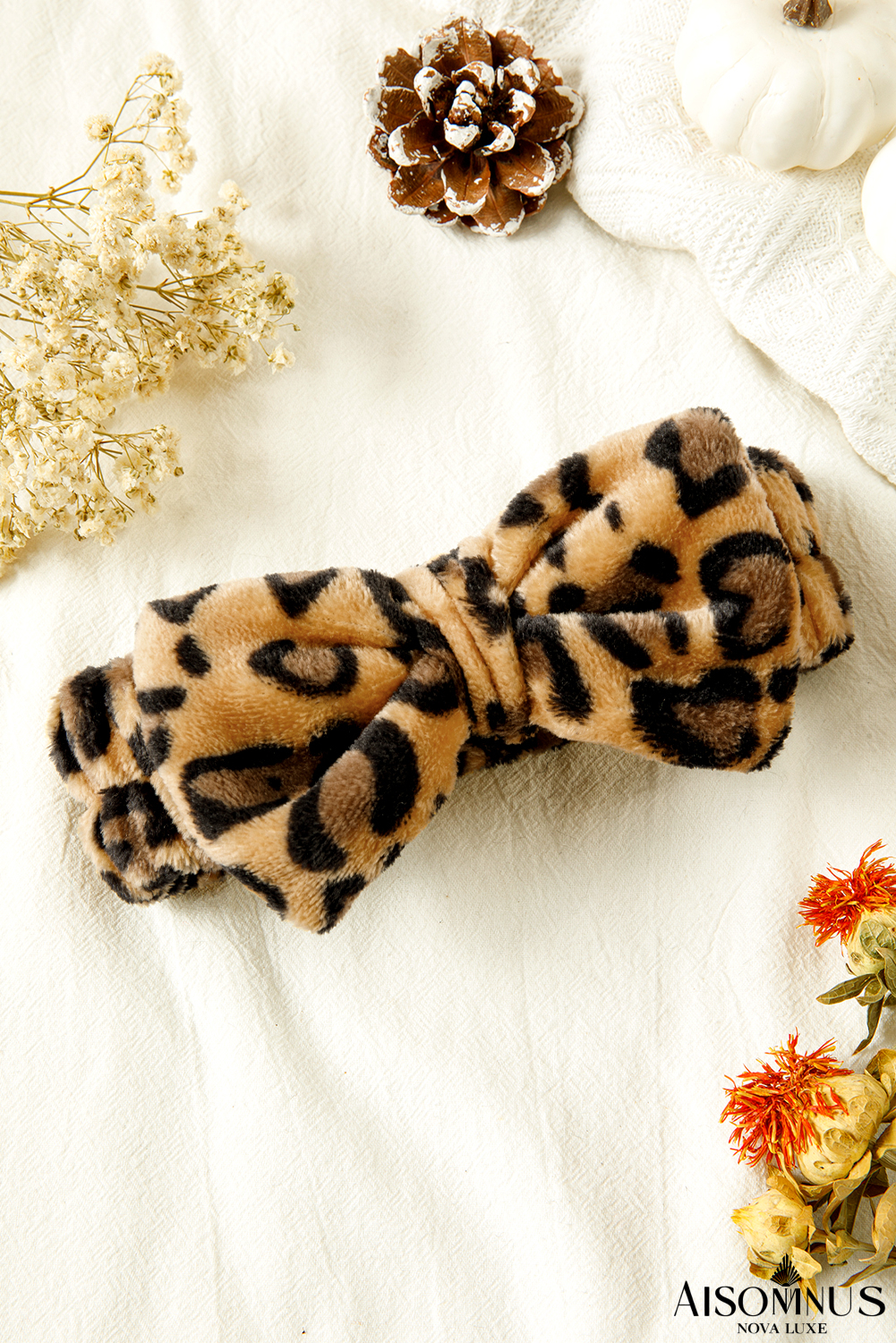 Thai Curry Leopard Print Soft Bow Headband
