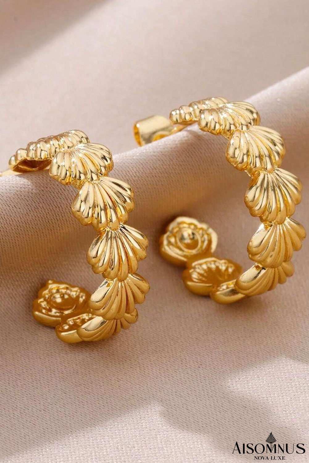 Gold Shell Hoop Alloy Earrings