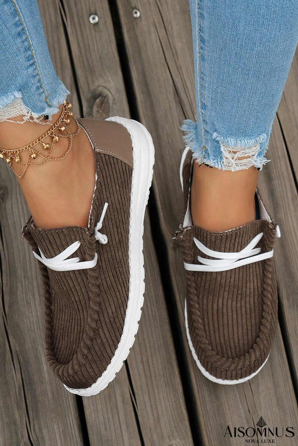 Coffee Lace Up Casual Shoes