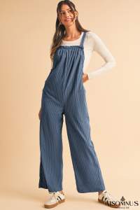 Real Teal Plain Pocketed Loose Fit Corduroy Overalls