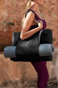 Black Canvas Large Tote Yoga Mat Bag