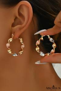 Gold Twisted Round Hoop Earrings