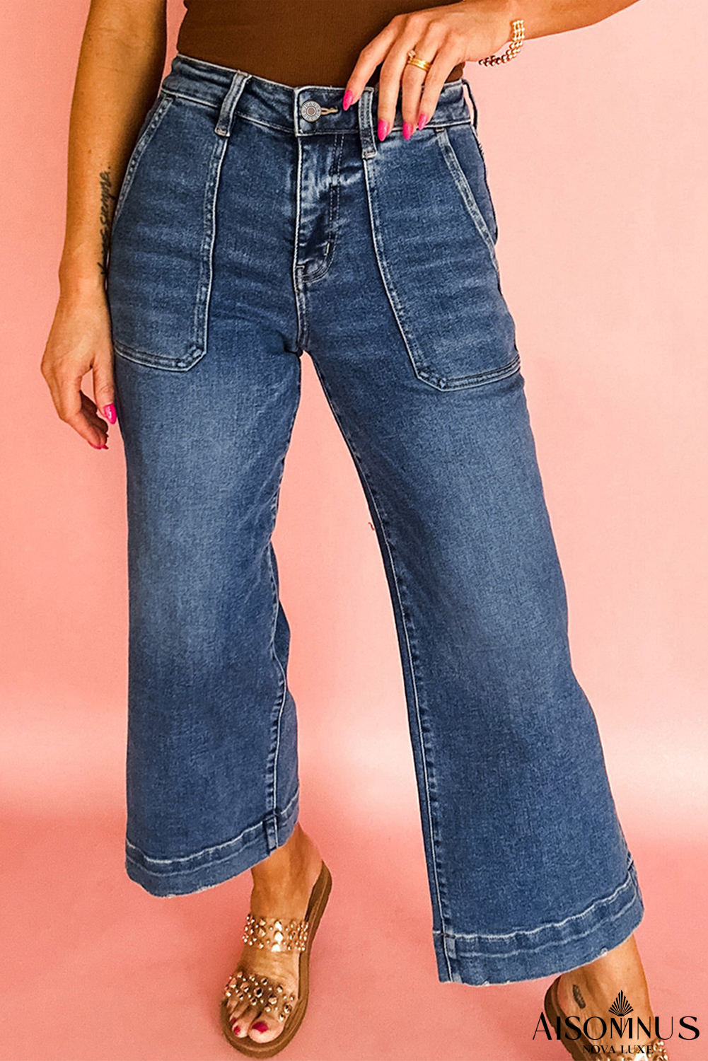 Ashleigh Blue Cropped High Rise Wide Leg Jeans