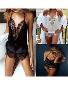 Ladies V-neck lace jumpsuit pajamas