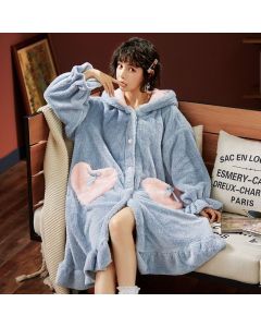 Winter thick cute coral fleece nightdress