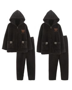 Pajamas Winter Coral Fleece Men And Women Thickened Plus Flannel
