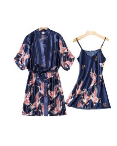 Silk crane pajamas