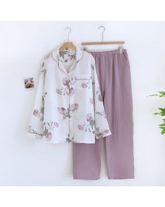 Women's Double Pure Cotton Gauze Pastoral Pajamas Home Wear Suit
