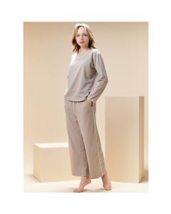 Autumn And Winter Ladies V-neck Pullover Comfortable Pajamas Suit