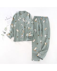 Pure Cotton Gauze Pajamas Ladies Sweet Springsummerautumn And Winter Thin Home Wear Long Sleeves