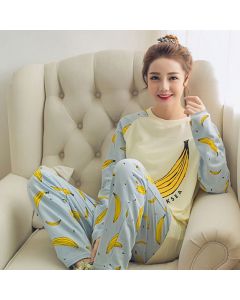 Girl Pajamas Long-sleeved Trousers Round Neck Printed Thin Suit