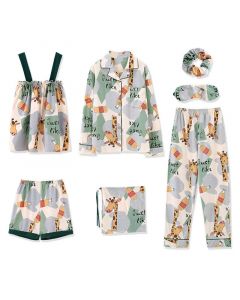 Seven-piece cotton pajamas for ladies