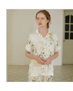 Lapel rosette pajamas