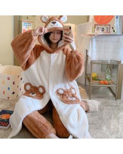 Plush Flannel Cartoon Cute Hooded Homewear