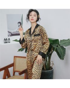 Women's Polyester Leopard Print Sexy Home Wear Suit