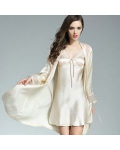 Ladies Spring And Summer Silk Bathrobe