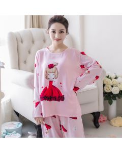 Women's Long-sleeved Homewear Milk Silk Loose Pajamas