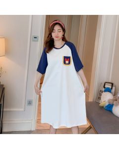 Cotton Nightdress Round Neck Short Sleeve Student Korean Cartoon Skirt