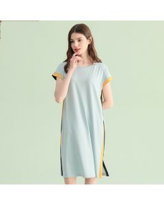 Women's Knitted Loose Casual Plus Size Short-sleeved Nightdress With Shoulder