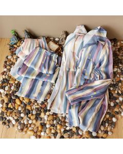 Retro Oil Painting Striped Pajama Set