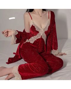 Push Up Plus Chest Pad Slip Nightdress Outerwear Gown Women's Suit