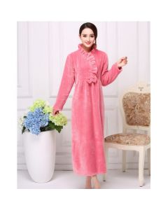 Women's Thick Coral Fleece Long-sleeved Super Long Nightdress