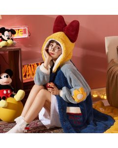 Princess Coral Fleece Nightgown Women Cartoon Hooded