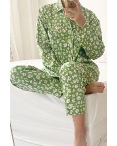 Little Daisy Gentle Green Cotton Home Wear Long Sleeve Trousers Pajamas