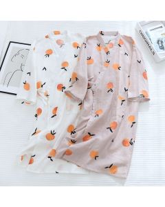 Cotton Japanese Style Long Sleeved Cute Sweat Steamed Cotton Nightgown