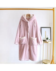 Ladies Flannel Warm And Thick Nightgown