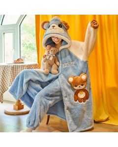 Coral Fleece Cute Bear Plus Velvet Flannel Home Wear Suit